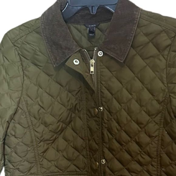 J. Crew Quilted Jacket With Brown Corduroy Collar Size Small - Picture 4 of 10